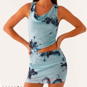 Peppermayo Nicola mini dress in blue/black floral